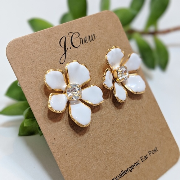 • j crew • enamel pansy earrings - Picture 2 of 4